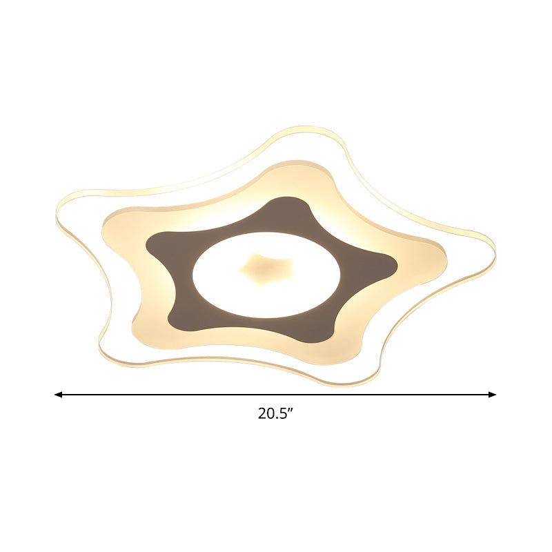 Simple Acrylic Led Flush Ceiling Light With Five-Pointed Star Design - Warm/White/3 Color 16.5/20.5