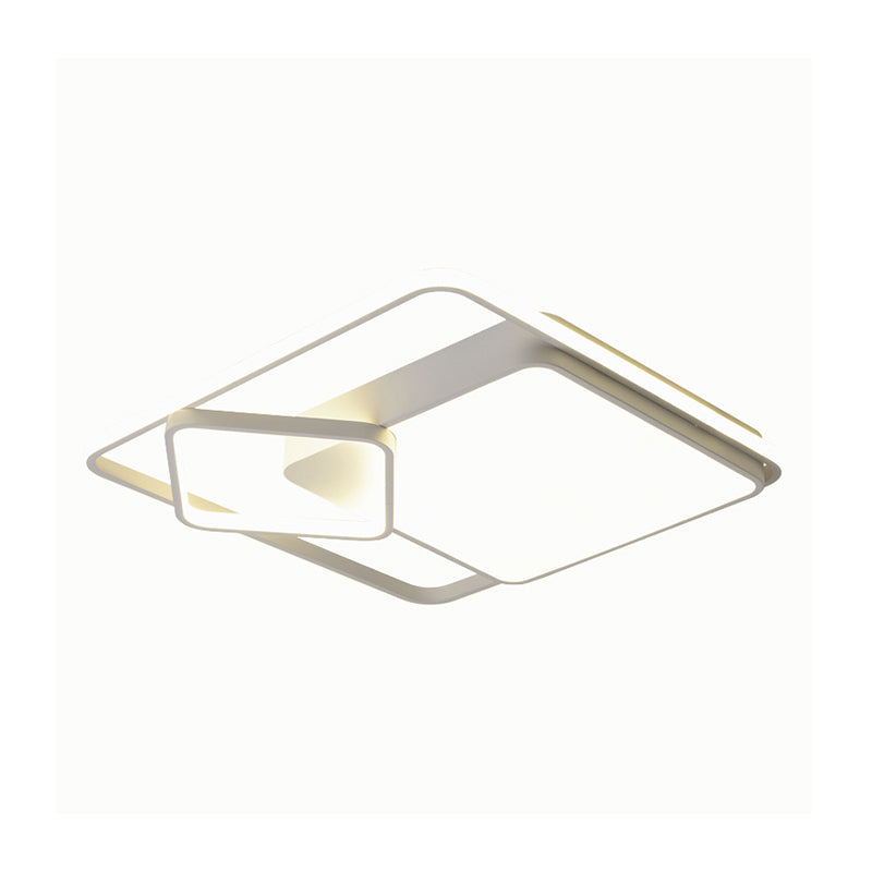 18’/21.5’ Square Led Flush Mount Light - Contemporary Acrylic Ceiling Lamp Warm/White Remote