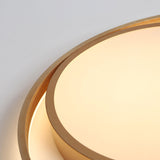 Stepless Dimming Gold Led Flush Mount Ceiling Lamp - 16’/23.5’ Wide Circle Acrylic Light