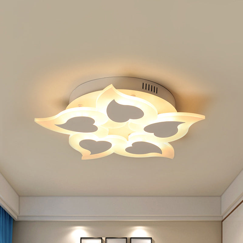 Simple Heart Acrylic Led Ceiling Light With Remote Dimming - Warm/White 18’/23’ Wide
