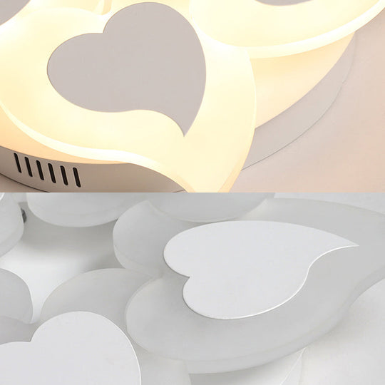 Simple Heart Acrylic Led Ceiling Light With Remote Dimming - Warm/White 18/23 Wide