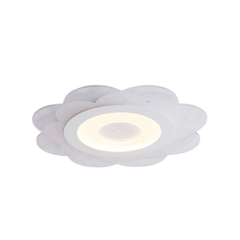 Modern White Floral Led Flush Ceiling Light - 16.5’/20.5’/24.5’ W Acrylic Shade Warm/Cool