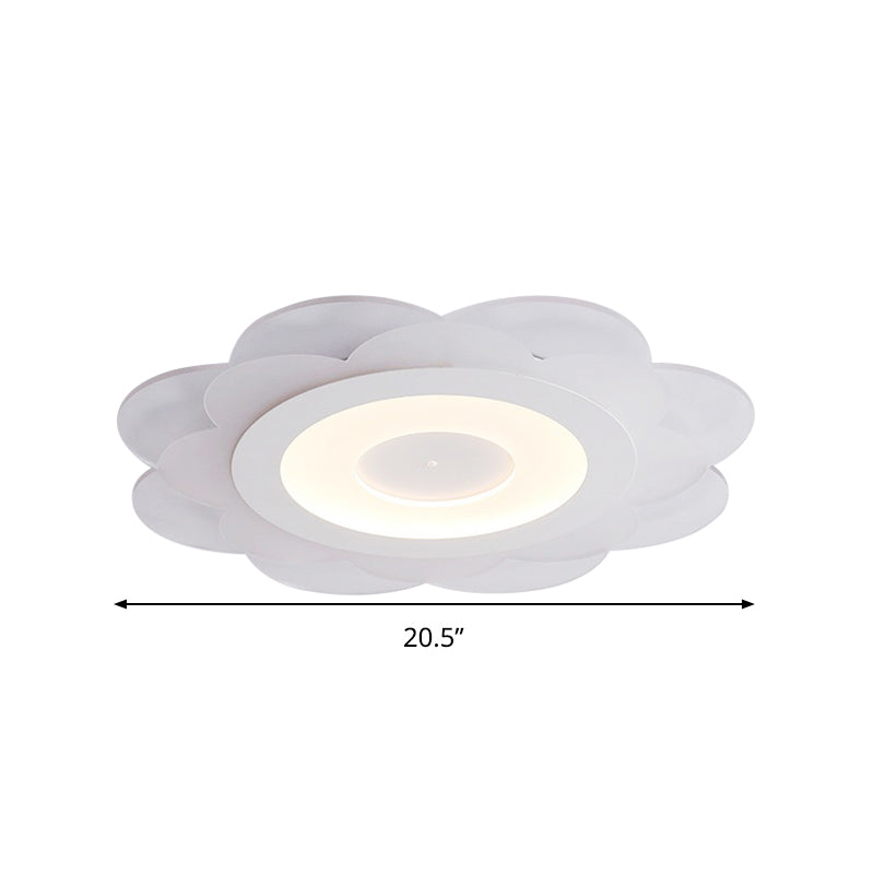Modern White Floral Led Flush Ceiling Light - 16.5’/20.5’/24.5’ W Acrylic Shade Warm/Cool