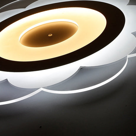 Modern White Floral Led Flush Ceiling Light - 16.5/20.5/24.5 W Acrylic Shade Warm/Cool Lighting
