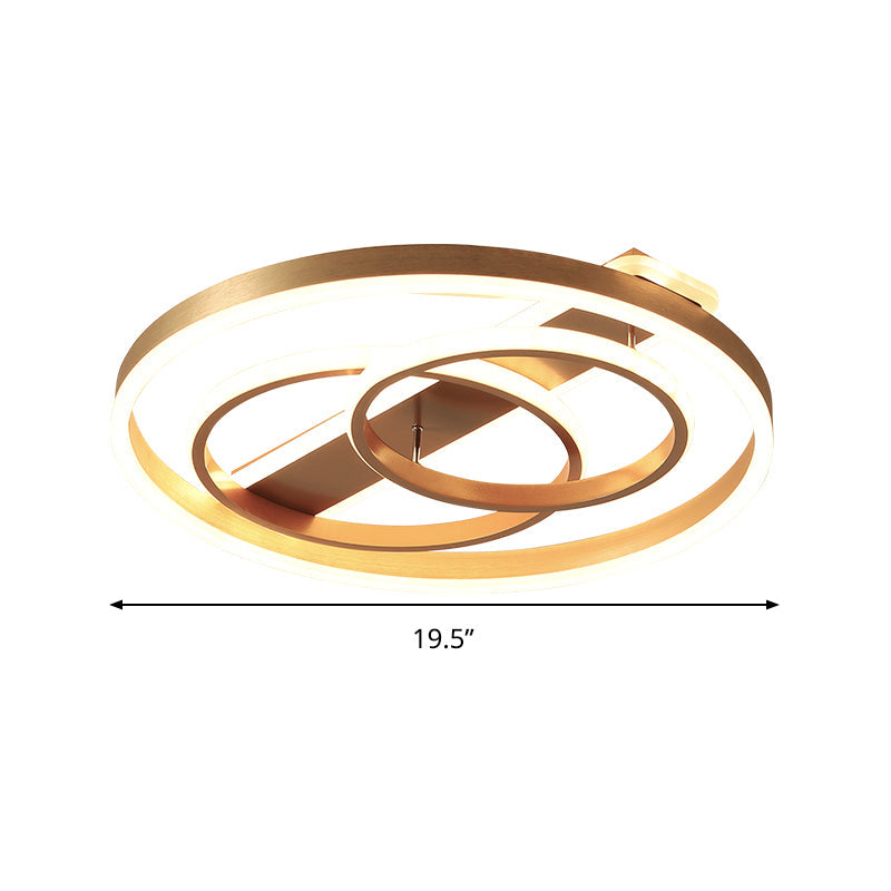 Postmodern Loop Ceiling Light Fixture - Acrylic Gold Led Flush Mount With Warm/White & Remote