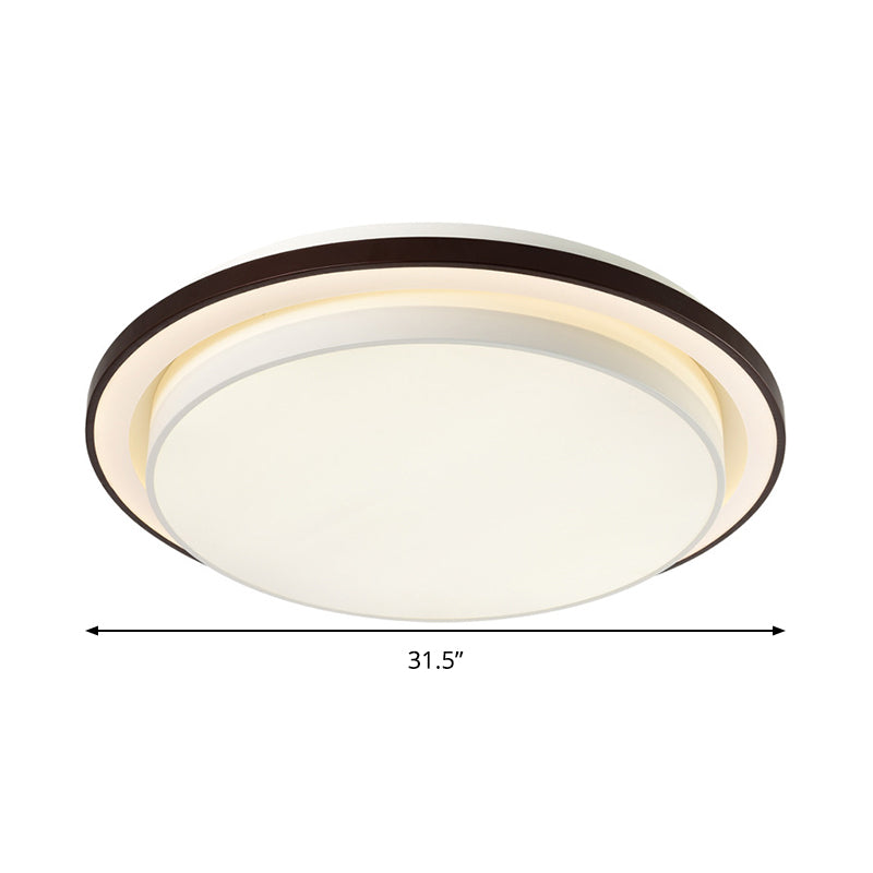 Contemporary Led Black & White Round Iron Flush Light Ceiling Lamp - 19.5’/31.5’ Dia Acrylic