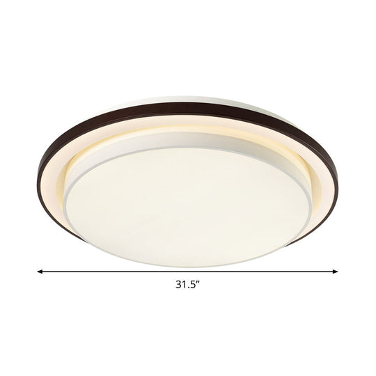 Contemporary Led Black & White Round Iron Flush Light Ceiling Lamp - 19.5’/31.5’ Dia Acrylic