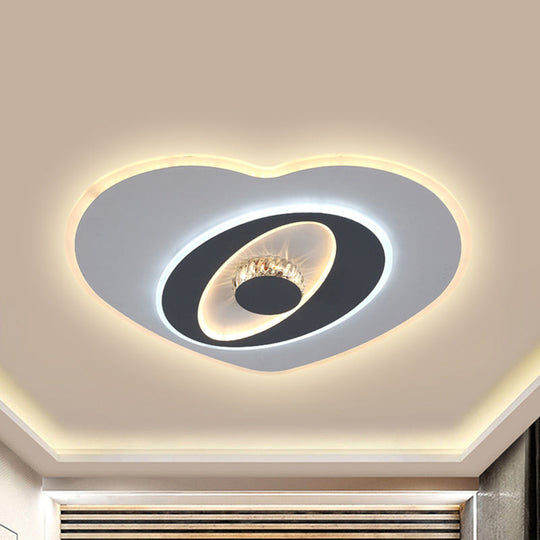 Modern Led Flush Ceiling Lamp - Acrylic Heart Shape Grey And White Adjustable Brightness White-Gray