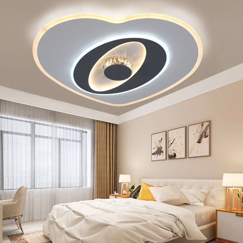 Modern Led Flush Ceiling Lamp - Acrylic Heart Shape Grey And White Adjustable Brightness