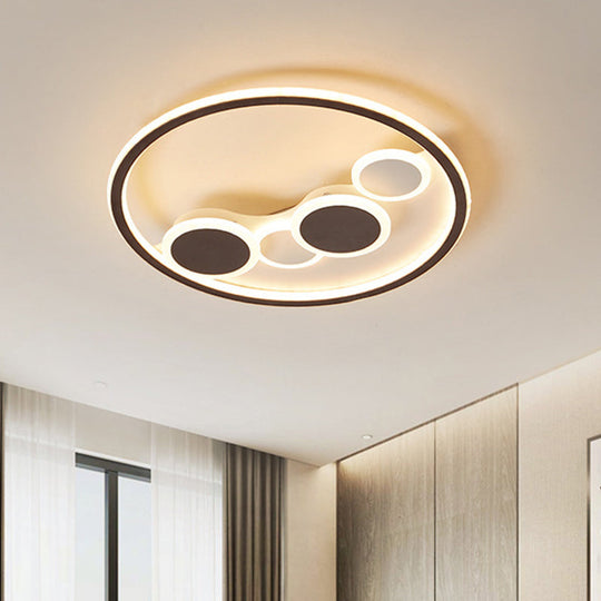 Circle Acrylic Led Flush Mount Ceiling Lamp - Modern Coffee Design With Dimmable Warm/White Light