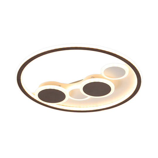 Circle Acrylic Led Flush Mount Ceiling Lamp - Modern Coffee Design With Dimmable Warm/White Light