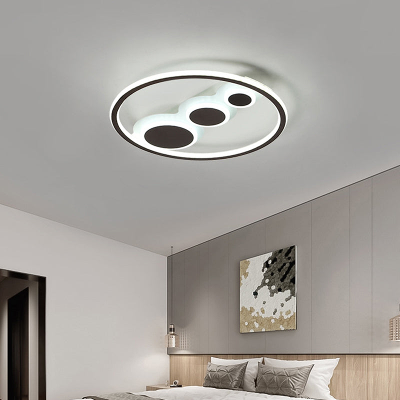 Contemporary Acrylic Led Flush Light - Coffee Round Ceiling Mounted 18.5’/23’ Wide Warm & White