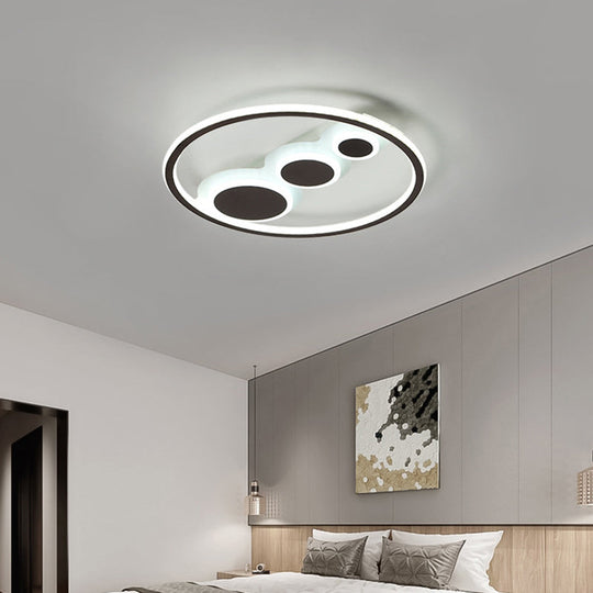 Contemporary Acrylic Led Flush Light - Coffee Round Ceiling Mounted 18.5’/23’ Wide Warm & White