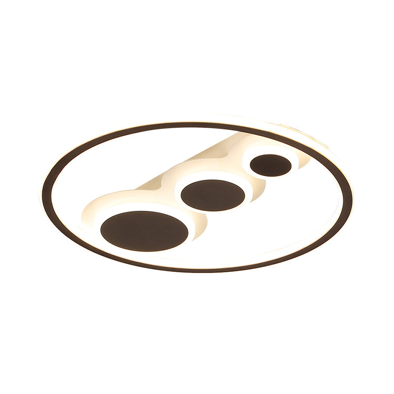 Contemporary Acrylic Led Flush Light - Coffee Round Ceiling Mounted 18.5’/23’ Wide Warm & White