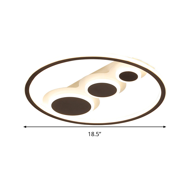 Contemporary Acrylic Led Flush Light - Coffee Round Ceiling Mounted 18.5’/23’ Wide Warm & White