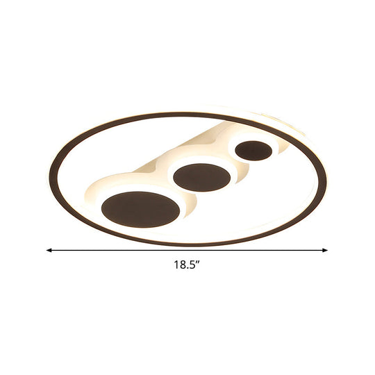 Contemporary Acrylic Led Flush Light - Coffee Round Ceiling Mounted 18.5’/23’ Wide Warm & White