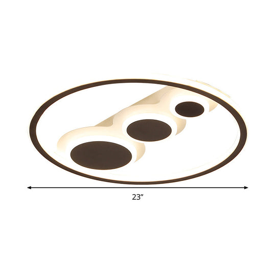 Contemporary Acrylic Led Flush Light - Coffee Round Ceiling Mounted 18.5’/23’ Wide Warm & White