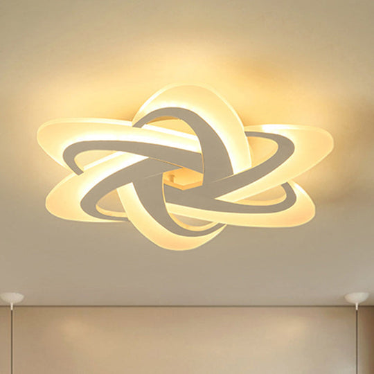 18’/23’ Wide Acrylic Criss Cross Led Ceiling Light Fixture - Flush Mount Modern White Design