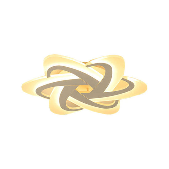 18/23 Wide Acrylic Criss Cross Led Ceiling Light Fixture - Flush Mount Modern White Design