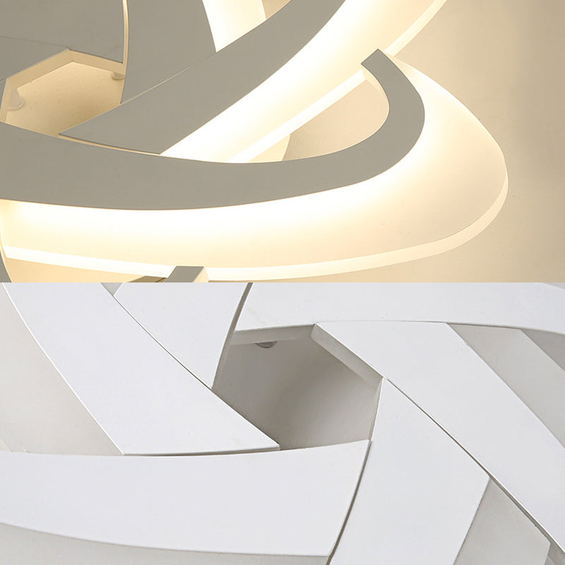 18/23 Wide Acrylic Criss Cross Led Ceiling Light Fixture - Flush Mount Modern White Design