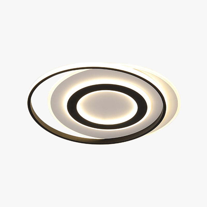 Black-White Circle Led Ceiling Light In Warm/White - Modern Acrylic Flush Fixture 18/21.5 Wide