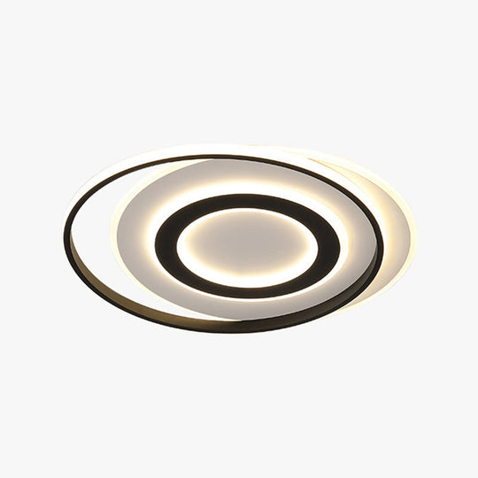 Black-White Circle Led Ceiling Light In Warm/White - Modern Acrylic Flush Fixture 18/21.5 Wide