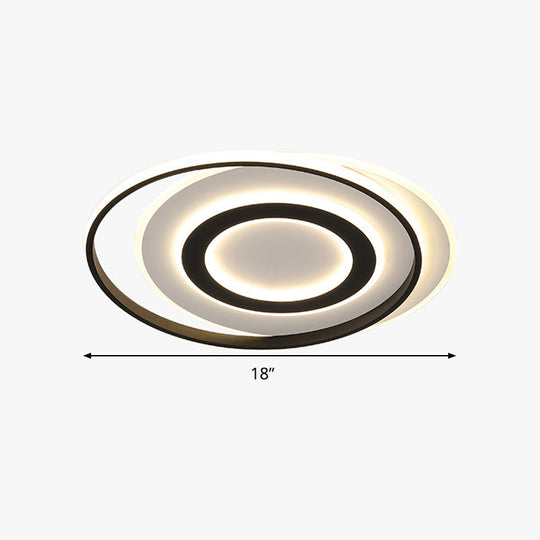 Black-White Circle Led Ceiling Light In Warm/White - Modern Acrylic Flush Fixture 18/21.5 Wide