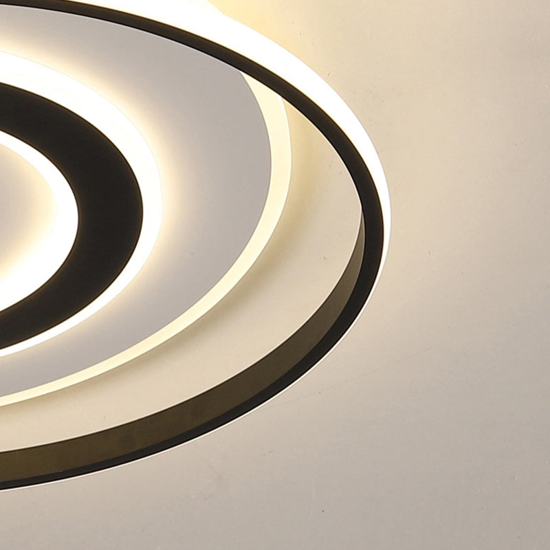 Black-White Circle Led Ceiling Light In Warm/White - Modern Acrylic Flush Fixture 18/21.5 Wide