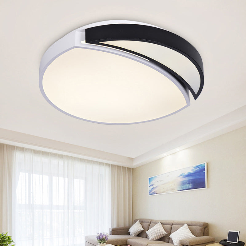 Modern Led Round Ceiling Flush Light - Acrylic Black And White Flushmount Lighting Warm 3 Color