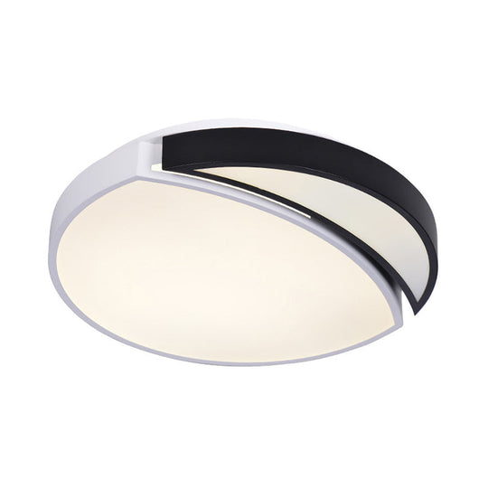 Modern Led Round Ceiling Flush Light - Acrylic Black And White Flushmount Lighting Warm 3 Color