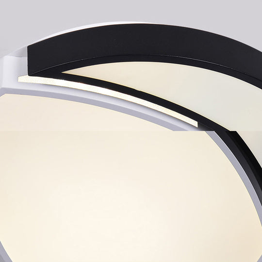 Modern Led Round Ceiling Flush Light - Acrylic Black And White Flushmount Lighting Warm 3 Color