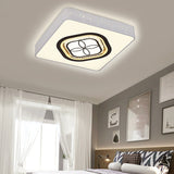 Contemporary Led Crystal Square Flush Light With White Ceiling Lamp Kit