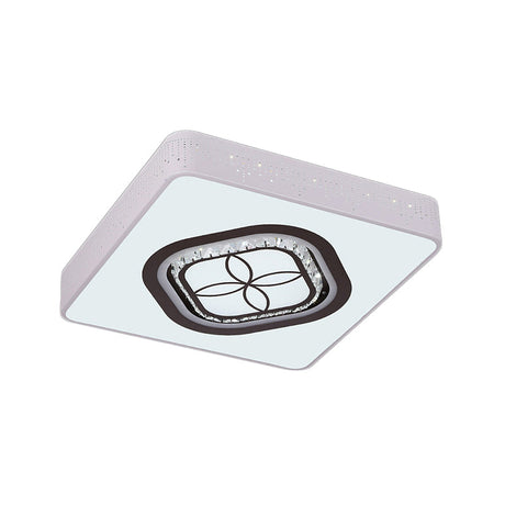 Contemporary Led Crystal Square Flush Light With White Ceiling Lamp Kit