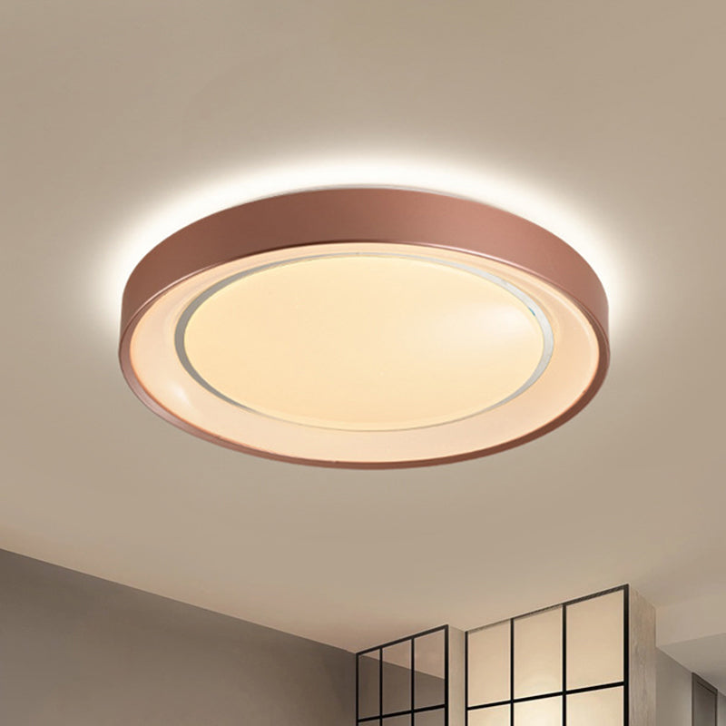 Sleek Champagne Flush Mount Led Ceiling Lamp - 19.5 Dia Simplicity Metallic Light