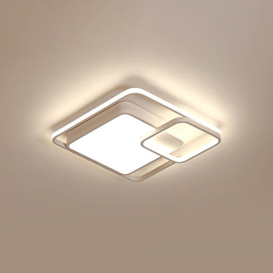 16-35.5’ W Modern White Rectangle Ceiling Light With High Penetrated Acrylic Led - Flushmount In