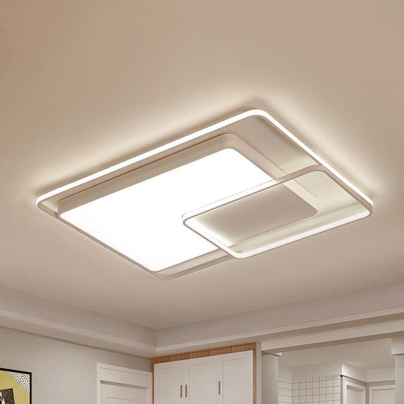 16-35.5’ W Modern White Rectangle Ceiling Light With High Penetrated Acrylic Led - Flushmount In