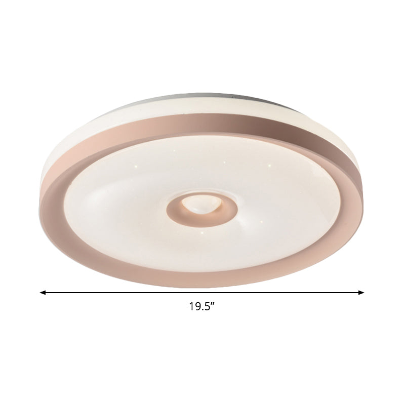 Macaron Flush Mount Led Ceiling Lamp - Grey/Pink/Brown Round Design With High Penetrated Acrylic