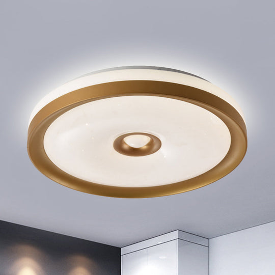 Macaron Flush Mount Led Ceiling Lamp - Grey/Pink/Brown Round Design With High Penetrated Acrylic