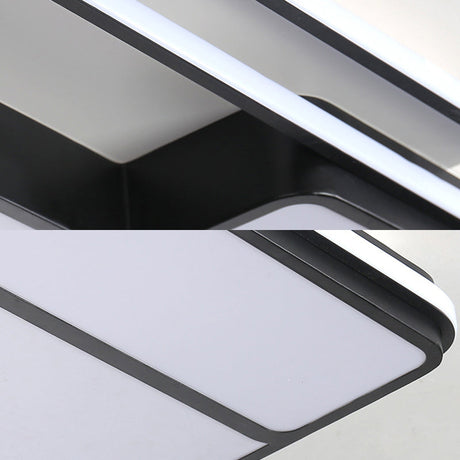 Square Metal Flush Led Black Ceiling Light - Remote Controlled Stepless Dimming 16/19.5 Width