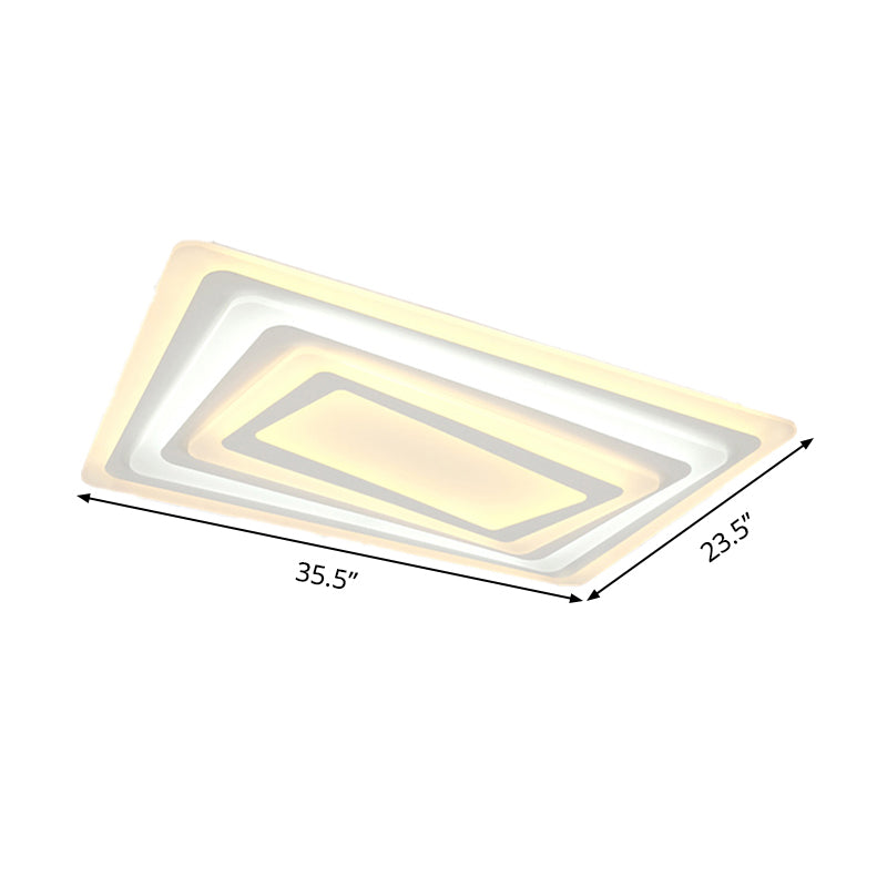 Ultrathin Led Ceiling Light: Modern Style Acrylic Shade White Spiral Rectangle Flushmount In