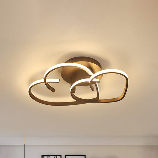 Modern Coffee Heart Frame Led Iron Flush Light Fixture With Stepless Dimming 21.5/25.5 Wide
