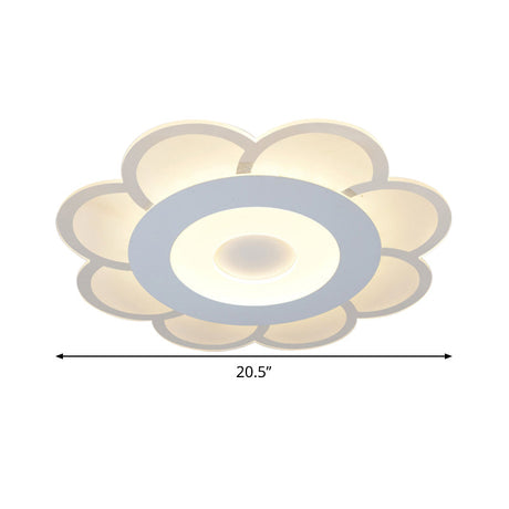 8/16.5/20.5 W White 8-Petal Flush Mount Ceiling Light - Nordic Frosted Acrylic Led Lamp