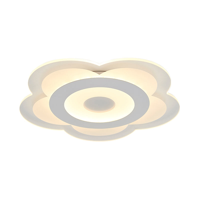 Simple 5 - Petal Led Flush Lamp - Super Thin Opaque Acrylic Ceiling 16’/19.5’ W Warm/White Light