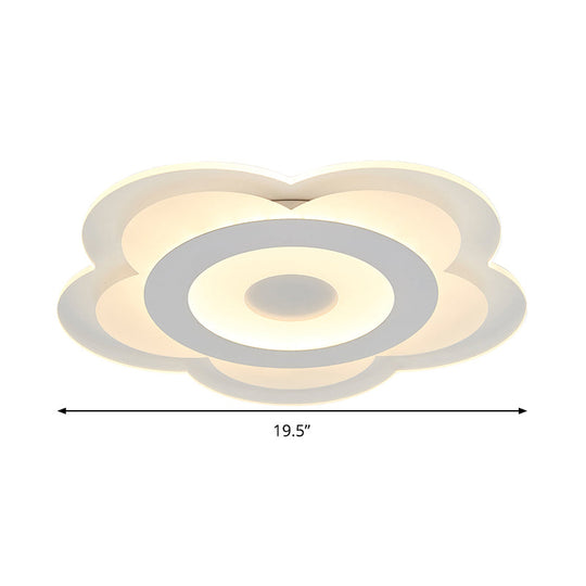 Simple 5-Petal Led Flush Lamp - Super Thin Opaque Acrylic Ceiling 16/19.5 W Warm/White Light