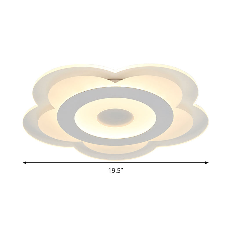 Simple 5 - Petal Led Flush Lamp - Super Thin Opaque Acrylic Ceiling 16’/19.5’ W Warm/White Light