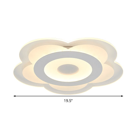 Simple 5 - Petal Led Flush Lamp - Super Thin Opaque Acrylic Ceiling 16’/19.5’ W Warm/White Light