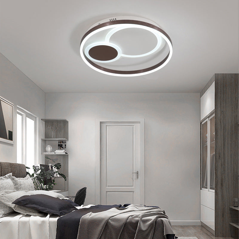 16/19.5 Dia Metal Orbit Ceiling Flush Light With Stepless Dimming - Modern Coffee Led Flushmount