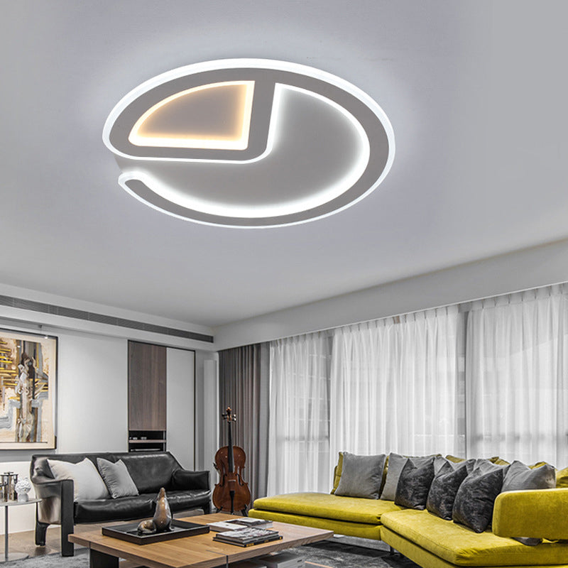 Minimal Flush Mount Led Ceiling Light Fixture - 16’/19.5’ Dia Thin Acrylic Grey Warm/White