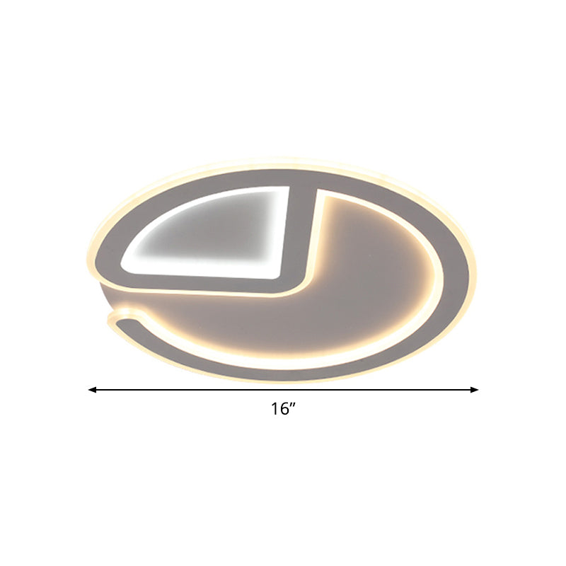 Minimal Flush Mount Led Ceiling Light Fixture - 16’/19.5’ Dia Thin Acrylic Grey Warm/White