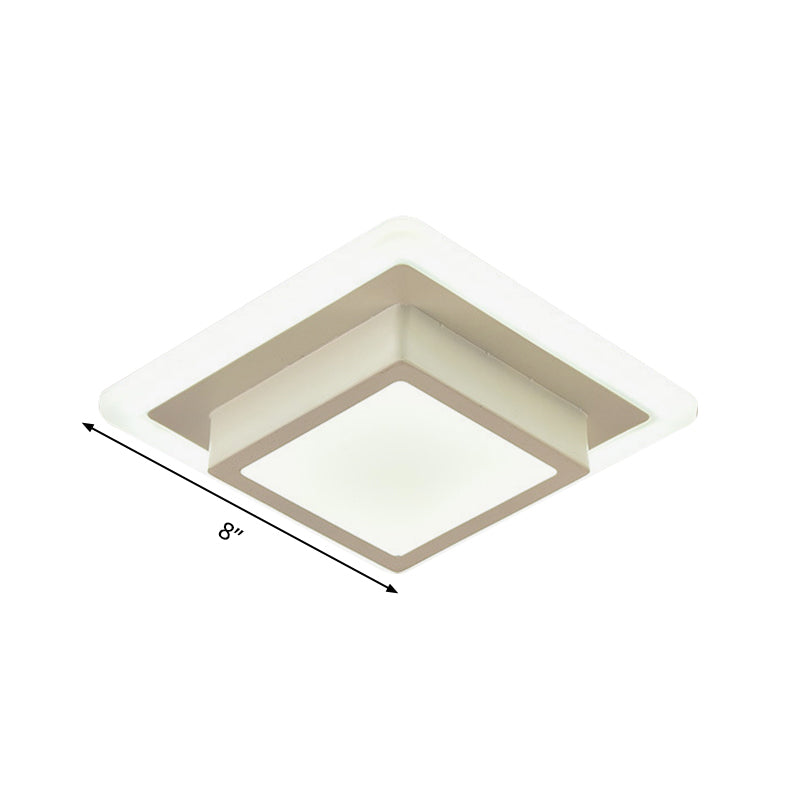 Contemporary Mini Round/Square Flush Mount Ceiling Light In Black/White With Metal Finish - Led